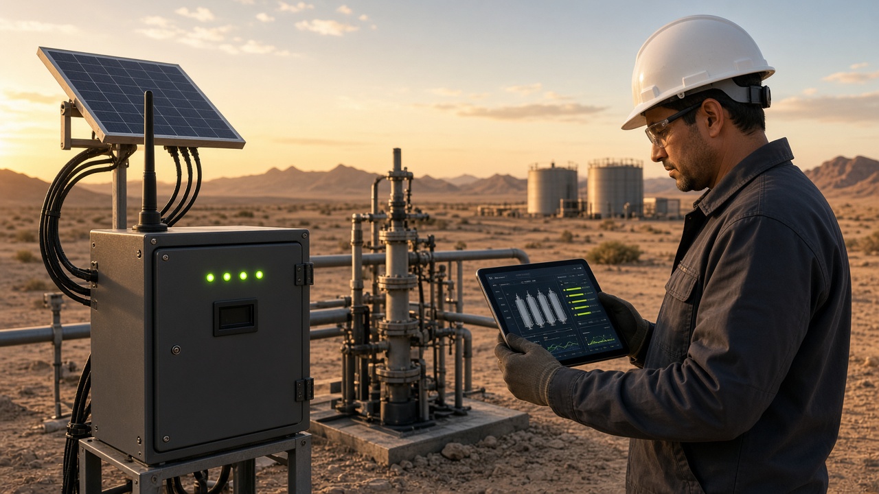 Oil and gas wellhead with remote IoT gateway